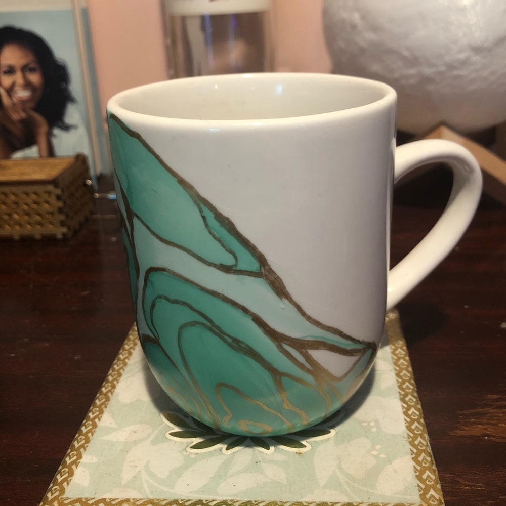 Hand Painted Ceramic Marbled Mug!